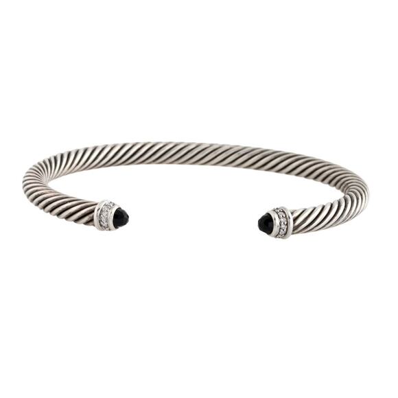 David Yurman Onyx & Diamond Classic Cable Cuff - Picture 1 of 8